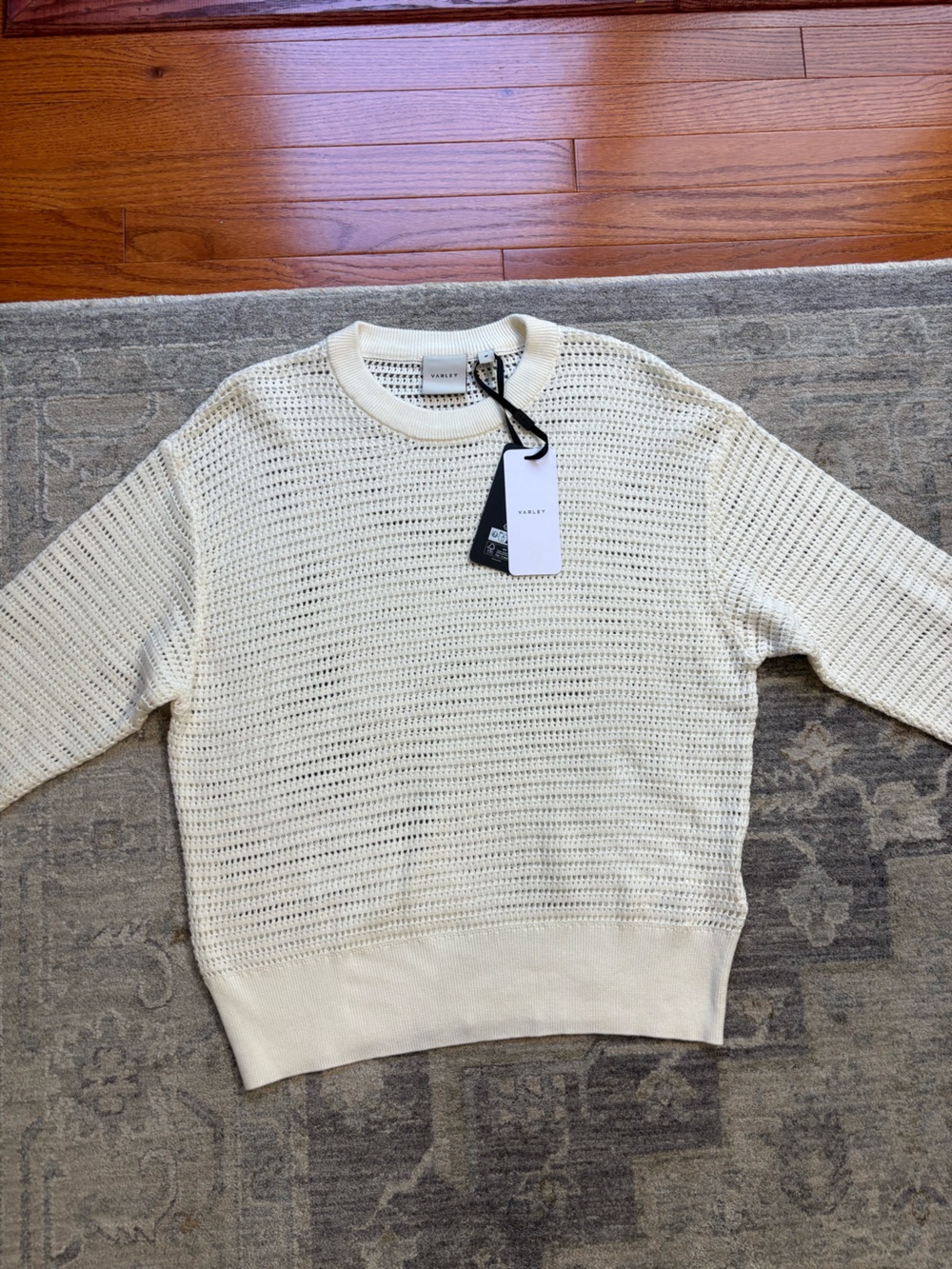 NWT Varley Cream Open-Knit Kershaw Crewneck Sweater Size M